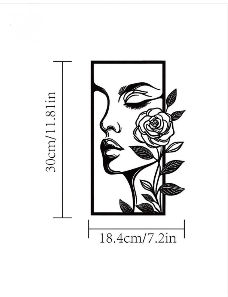 1pc Flower Woman Metal Wall Decor