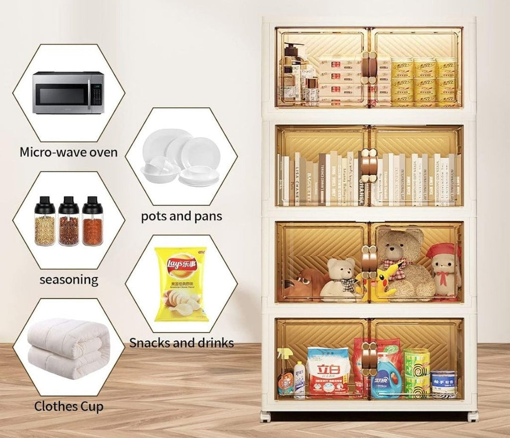 White Foldable Plastic 4 Layer Home Storage Organizer