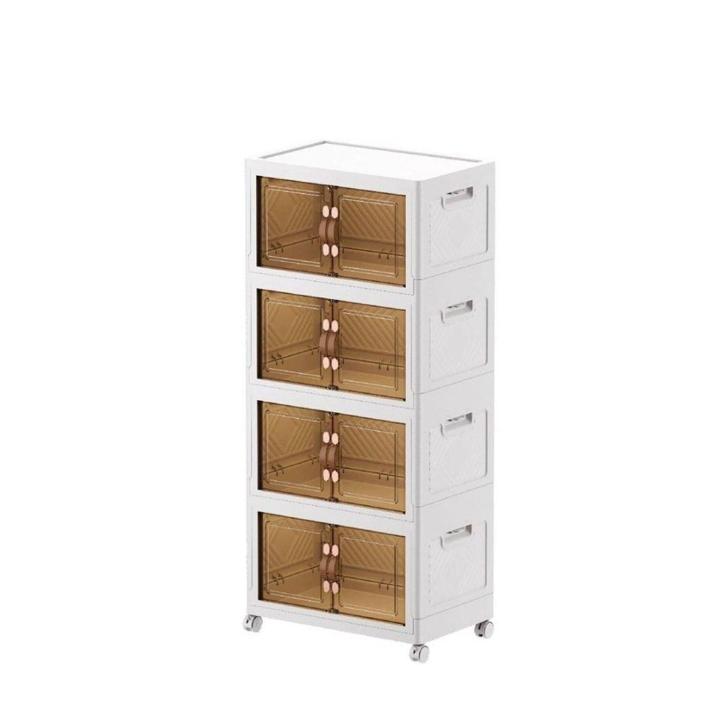 White Foldable Plastic 4 Layer Home Storage Organizer